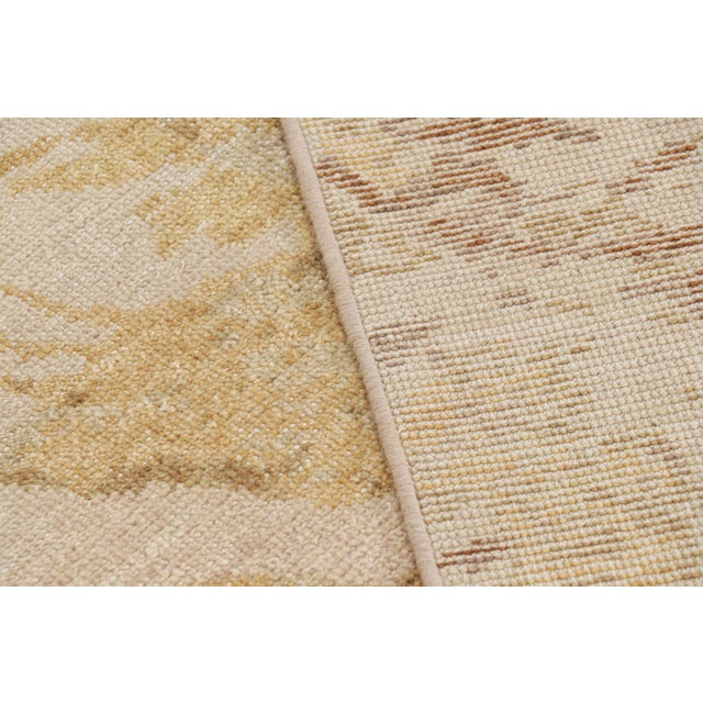 Beige Rug & Kilim’s Distressed European Rug in Beige-Brown & Gold Florals For Sale - Image 8 of 8