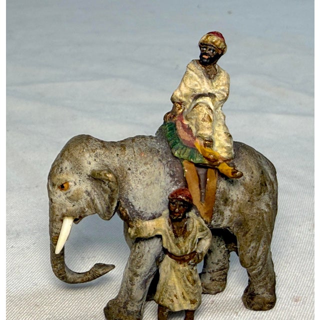 Antique 19th Century Mini Cold Painted Austrian Vienna Bronze Elephant Statue For Sale In New York - Image 6 of 9