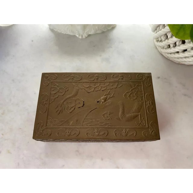 Art Deco Chinese Dragon Bat Brass Repouseé Box For Sale - Image 10 of 10