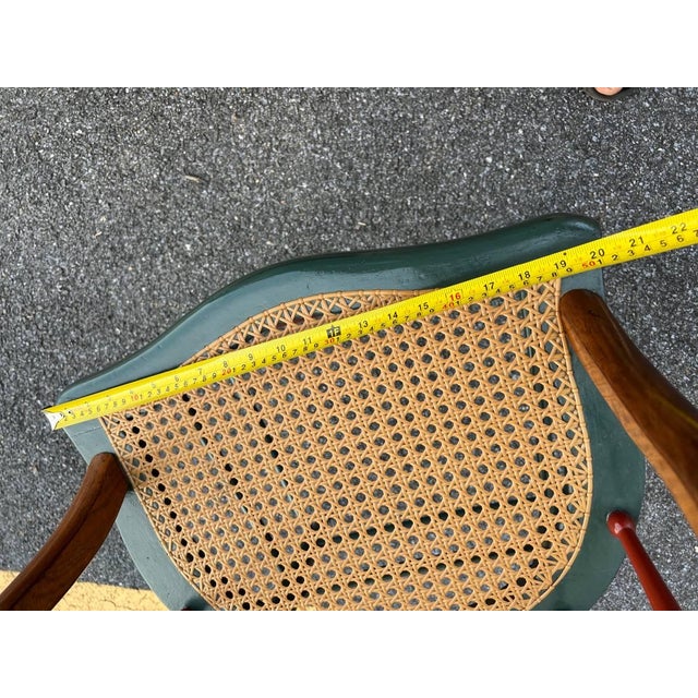 Brown Vintage 20th Century Barrel Back Cane Seat Captain Chair For Sale - Image 8 of 12