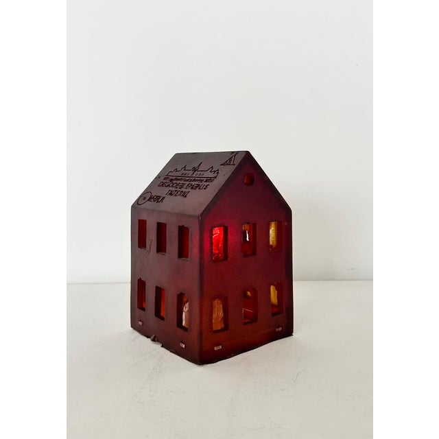 Rare Gaetano Pesce fuoco lamp for Meritalia. Very few items edited. Molded manufacturer's mark and signature to rooftop...