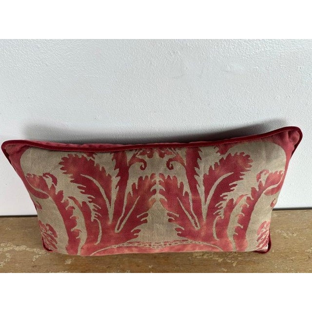 Baroque Fortuny Decorative Pillow With Jeweled Velvet Back and Venetian Motif For Sale - Image 3 of 6