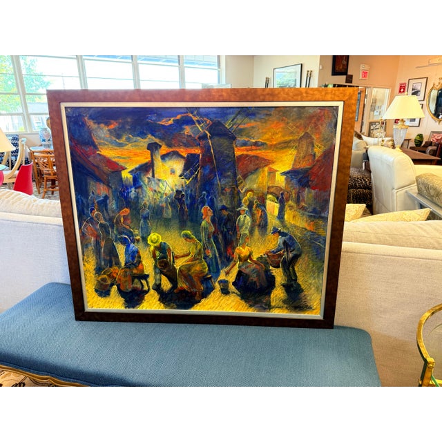Abstract Rare Original Signed Emille Lindenfeld (Hungary 1905-1986) Oil Painting For Sale - Image 3 of 12