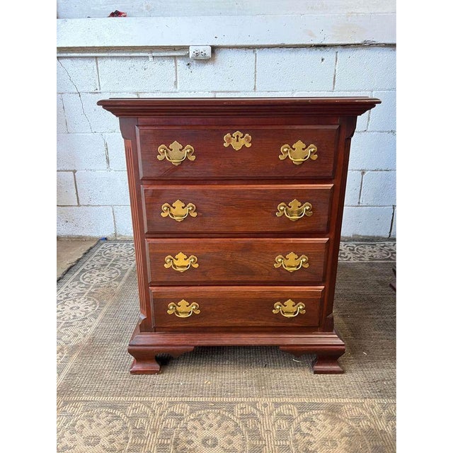 Colonial Furniture Co Pair Chippendale Style Solid Cherry Small Chests or Nightstands Four Drawers. For Sale In Washington DC - Image 6 of 12