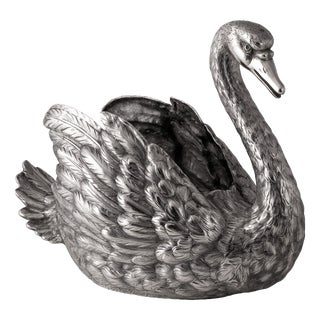 Antique German Silver Swan Jardinière, 1910s For Sale