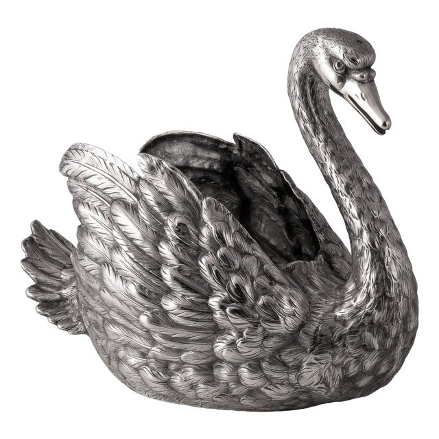 Antique German Silver Swan Jardinière, 1910s For Sale