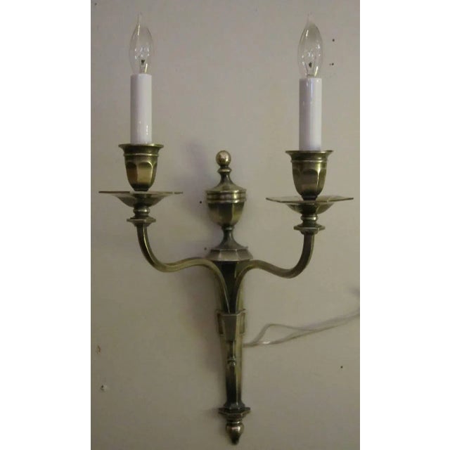 English Adam's Style Wall Lights of Burnished Pewter - a Pair For Sale - Image 3 of 11