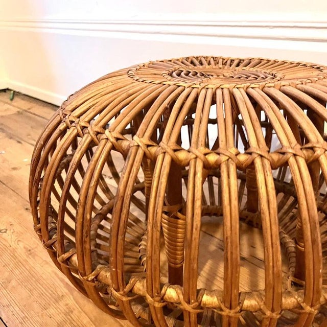 Franco Albini Small Italian bamboo Lobster pot stool Dimensions 54cm diameter 34cm height.