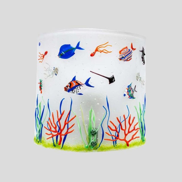 White Colour Murano Glass Aquarium Wall Lights, 1970s, Set of 2 For Sale - Image 4 of 8