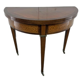 19th Century French Louis XVI Period Folding Demilune Console Table or Game Tables For Sale