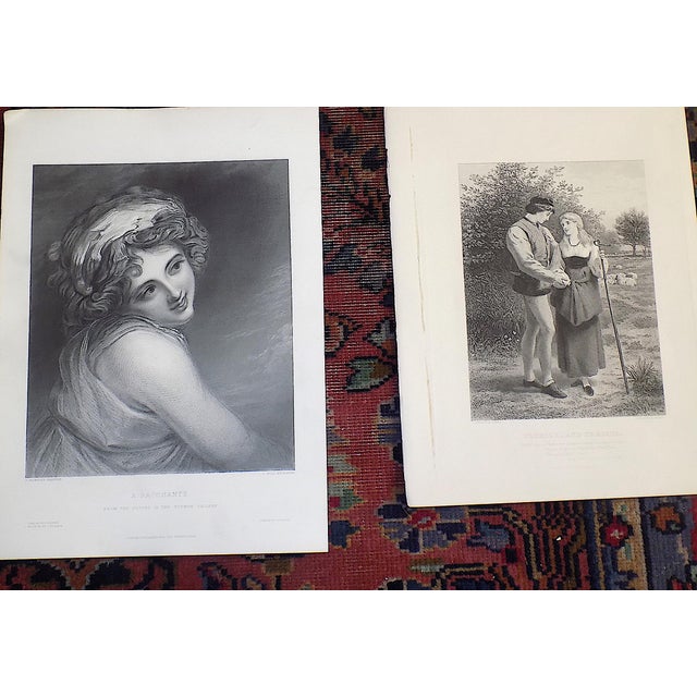 Printmaking Materials Antique 19th Century. Engravings of 1800's Young Women - Set of 9 For Sale - Image 7 of 8