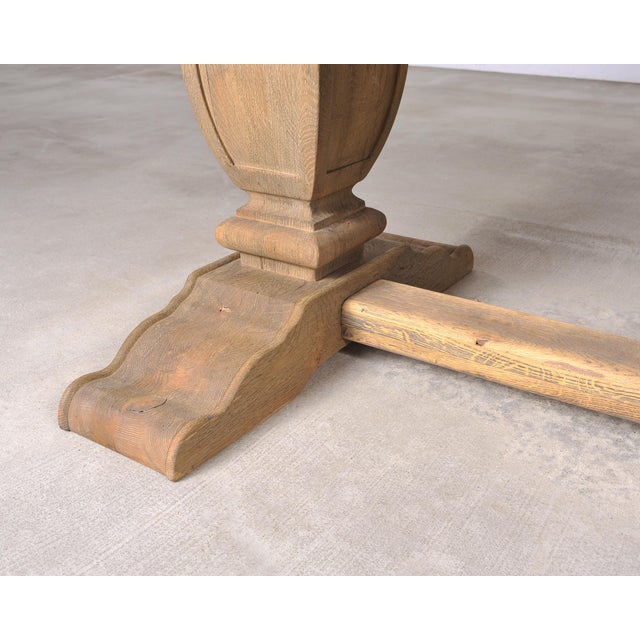 Country Italian Provincial Stripped Oak Trestle Dining Table 7 Ft For Sale - Image 14 of 18