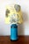 Blue Ceramic Lamp with Claw Feet and Foliage Lampshade, 1960s For Sale - Image 14 of 14