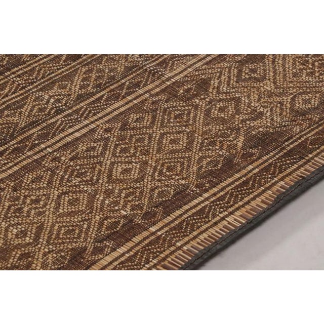 Tribal Vintage Tuareg Mat, Rich Brown With Gold Tribal Geometric Patterns - Rug & Kilim For Sale - Image 3 of 10