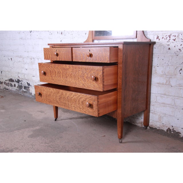 Antique Tiger Oak Dresser With Swing Mirror, Circa 1900 Chairish
