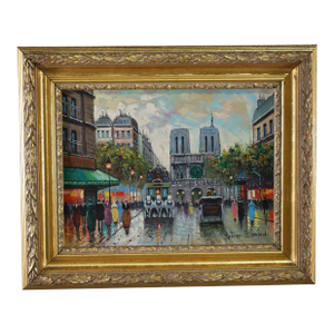 Original Antione Blanchard Paris Street Scene Oil Painting
