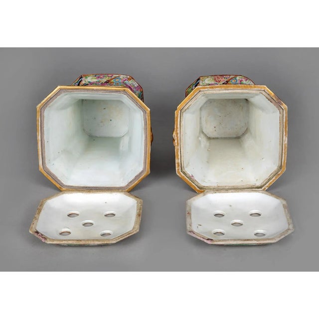 Ceramic Chinese Export Famille Rose Bough Pots - a Pair For Sale - Image 7 of 10