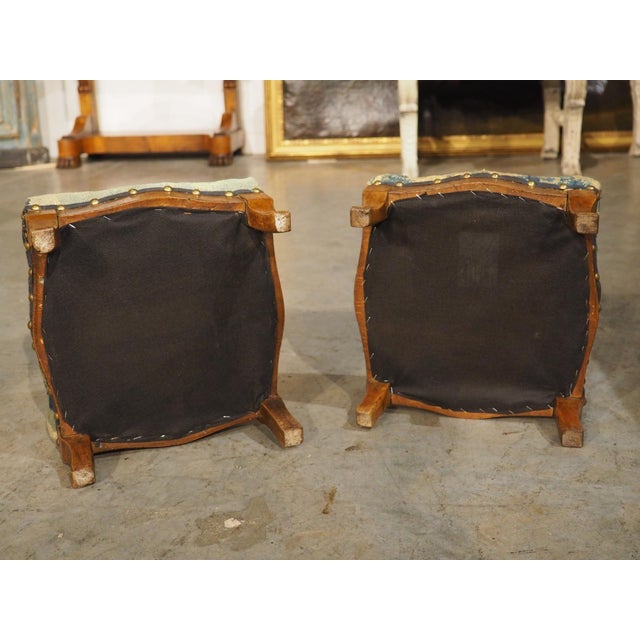 Pair of 19th Century French Louis Philippe Fruitwood and Tapestry Foot Stools For Sale - Image 11 of 15