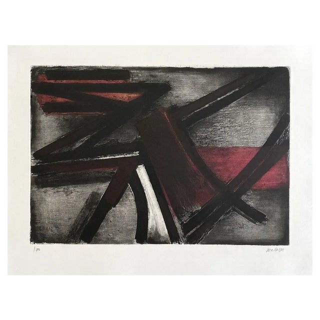 Pierre Soulages, Etching II, 1952, Original Engraving For Sale