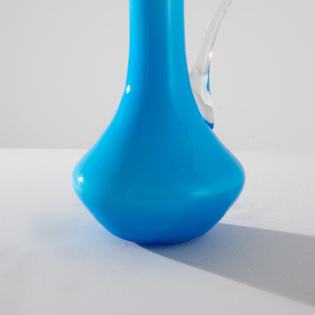 1960s Italian Blue Glass Jug For Sale - Image 4 of 18
