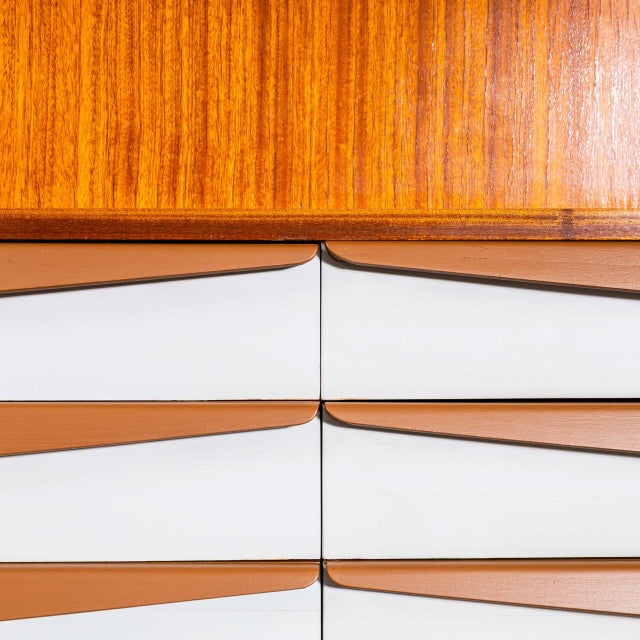 Mid-Century Modern Cabinet with Eight White Drawers, 1950s For Sale - Image 4 of 13