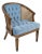 Mid 20th Century Blue Tufted Cane Back Barrel Chair For Sale