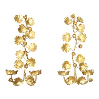 Italian Gilded Floral Wall Sconce/Pair For Sale