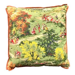 Vintage Regency Pastoral Throw Pillow For Sale