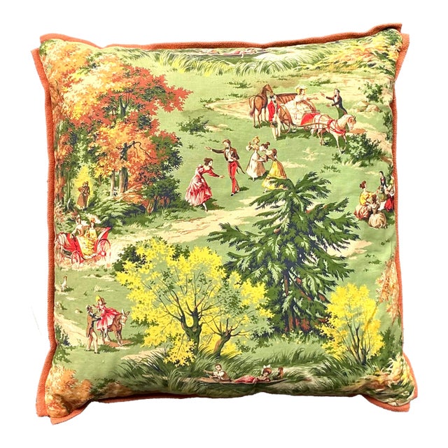 Vintage Regency Pastoral Throw Pillow For Sale