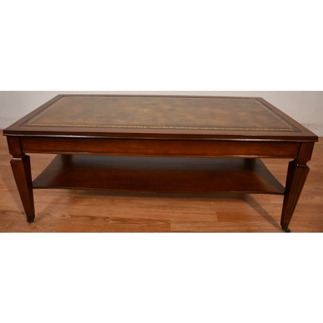 1930s English Regency Mahogany & Leather Top Coffee Table For Sale - Image 10 of 14