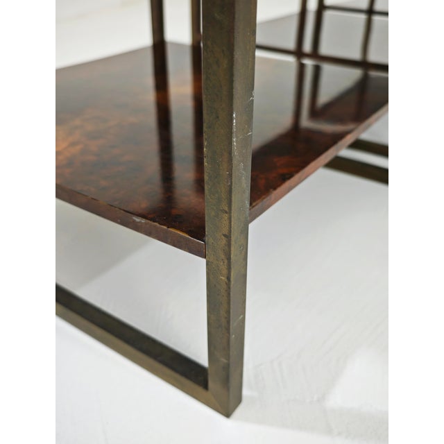 Mid-Century Modern Brass and Wood Coffee Tables, Italy, 1970s, Set of 3 For Sale - Image 10 of 14