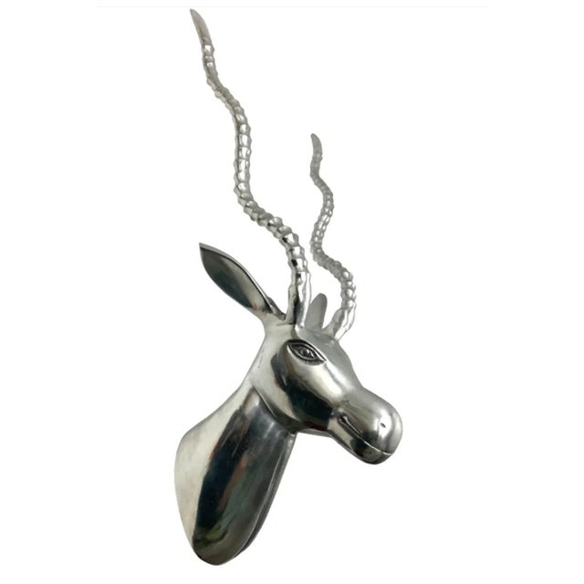 1980s Aluminum Antelope Head Sculpture For Sale - Image 4 of 5