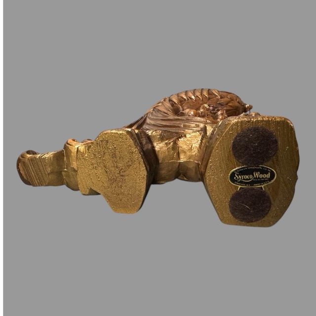 Mid 20th Century Vintage Syroco Wood Figural Peacock Statue Sculpture For Sale - Image 5 of 7