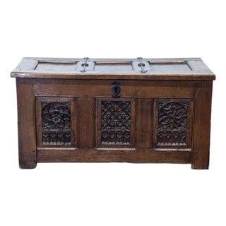 Antique Wooden Trunk For Sale