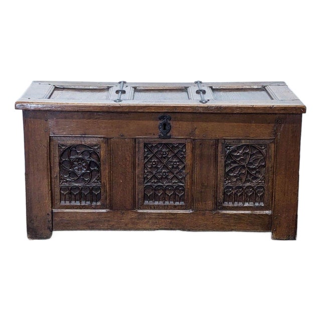 Antique Wooden Trunk For Sale