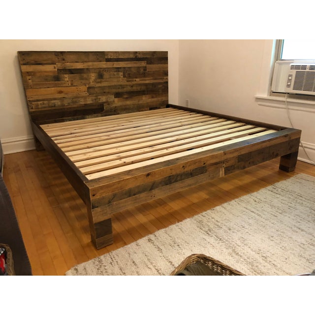 Rustic West Elm - Emmerson King Size Reclaimed Wood Bedframe | Chairish