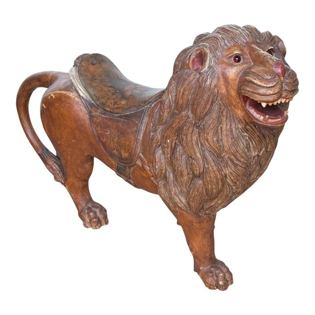 20th Century Carved & Polychromed Carousel Lion, Style of Dentzel For Sale