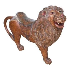 20th Century Carved & Polychromed Carousel Lion, Style of Dentzel