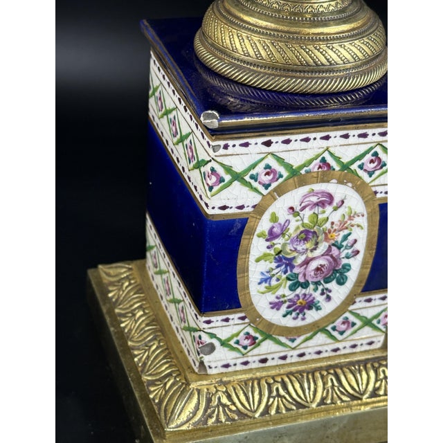 Late 19th Century Antique Napoleon III French Sèvres Bronze and Porcelain Vases, 1870s, Set of 2 For Sale - Image 5 of 11