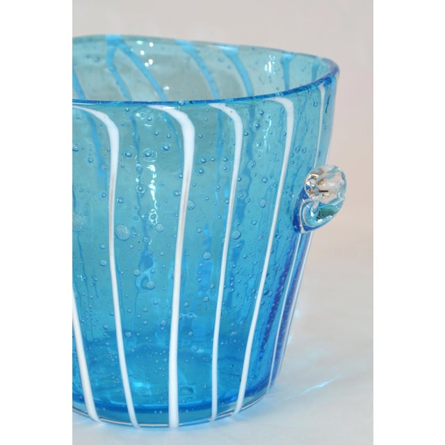 Vintage Venini Murano Light Blue White & Clear Wine Cooler Ice Bucket Italy 1970 For Sale In Miami - Image 6 of 13