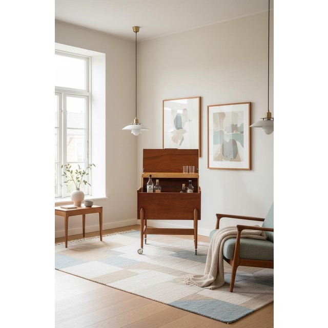Mid-Century Modern Danish Sewing Cart in Teak with Storage and Insert, 1960s For Sale - Image 3 of 12