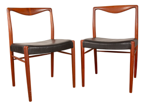 Danish Teak and Skai Chairs by Lyngfeldt Larsen for Soren Willadsen Mobelfabrik, 1960s, Set of 2