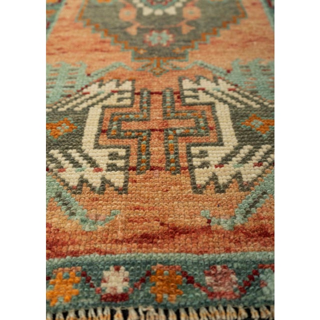 Turkish Turkish Mini Rug Oriental Hand Knotted Vintage Rug 1'4" x 3'2" #21179 For Sale - Image 3 of 8