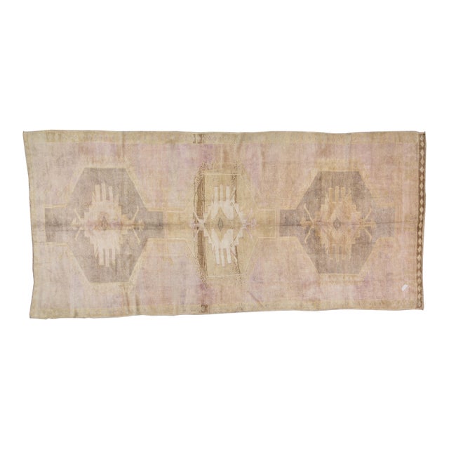 Vintage Turkish Oushak Hand Knotted Wool Rug, 6'7''x14'5'' For Sale