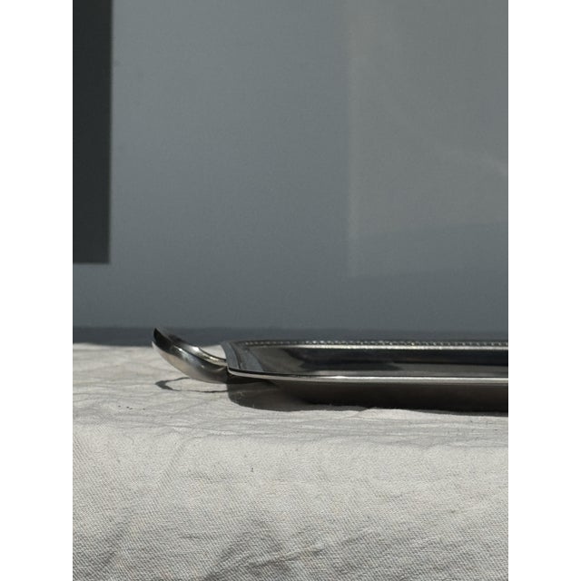Classic Silver Tray with Pearl Stripe Frieze, 1980s For Sale - Image 10 of 18