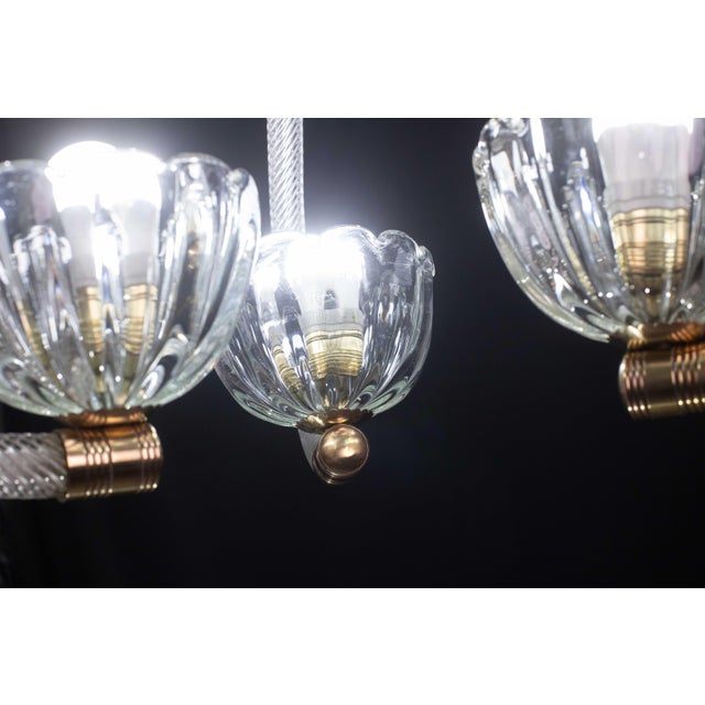Barovier E Toso Attributed Art Deco 3 Cup Chandelier, 1940s For Sale - Image 11 of 11