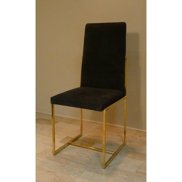Set of 6 chairs with original coffee-colored suede upholstery and a gold-plated steel frame. The chairs are in excellent...