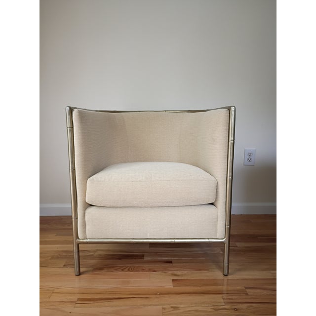 A Pair Bernhardt Interiors Merideth Club Chairs Metal Faux Frame For Sale - Image 11 of 15