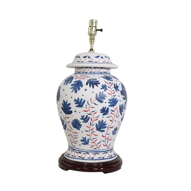 Art Deco Vintage Brunschwig & Fils Cadiz Table Lamps - Blue and Cream Ceramic With Boar and Deer Motif For Sale - Image 3 of 11