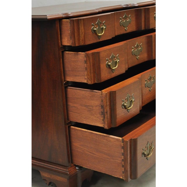Vintage Chippendale Style Solid Mahogany Block Front Bachelor Chest of Drawers For Sale - Image 9 of 18